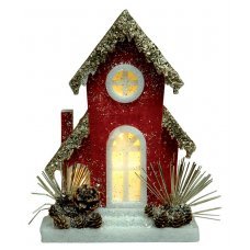 Χριστουγεννιάτικο Διακοσμητικό Σπίτι Κόκκινο (23cm)